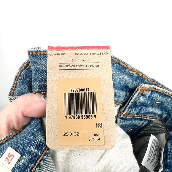 Levi's Womens Ribcage Straight Jeans 25x32 0 Blue Ringing Bells 79078-0017 NWT - Picture 13 of 16